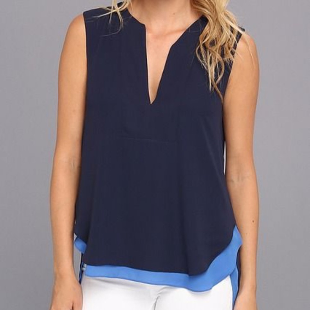 BCBGMaxAzria Navy/Blue Jamysen Sleeveless Top